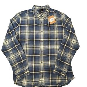 Toad&Co Airsmyth Plaid Button Down Stretch Flannel Shirt NWT‎ XL Navy Cream